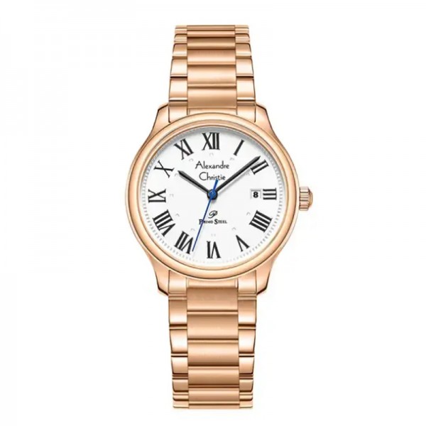 Alexandre Christie AC 1042 Rosegold White Steel Lady LDFRGSL